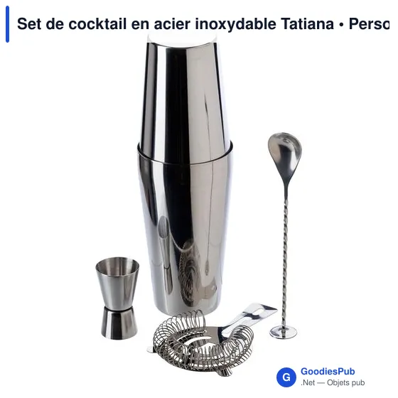 Set de cocktail personnalisable en acier inoxydable avec logo - Tatiana - Image 2