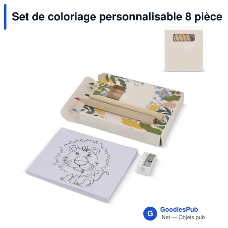 Set de coloriage personnalisable 8 pièces boîte brique de lait recyclé avec logo