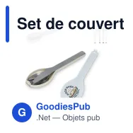 Set de couverts réutilisables personnalisable beige avec logo - Go - Miniature 1