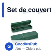 Set de couverts réutilisables personnalisable en PP avec logo - Étui compact - Miniature 1