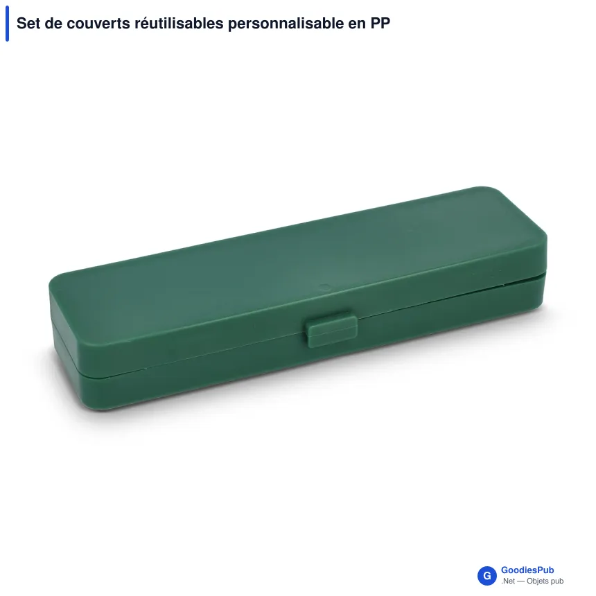 Set de couverts réutilisables personnalisable en PP avec logo - Étui compact - Image 2