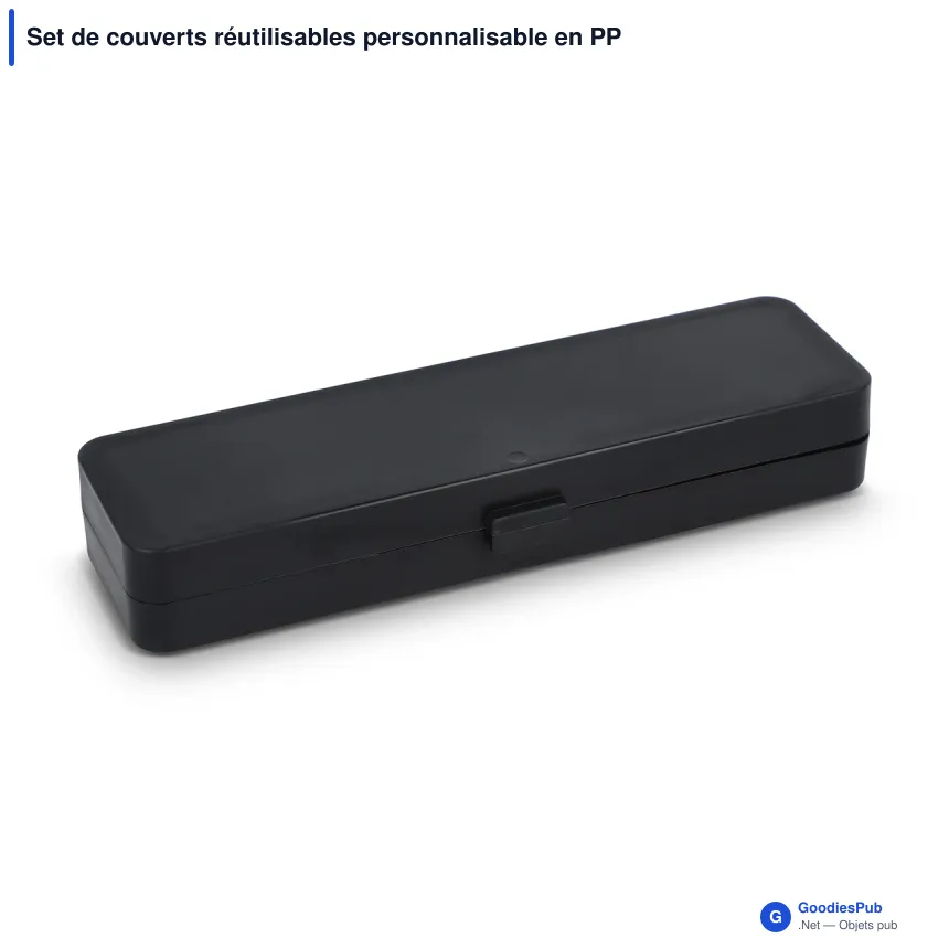 Set de couverts réutilisables personnalisable en PP avec logo - Étui compact - Image 3