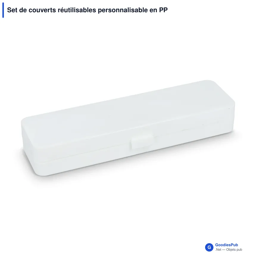 Set de couverts réutilisables personnalisable en PP avec logo - Étui compact - Image 4