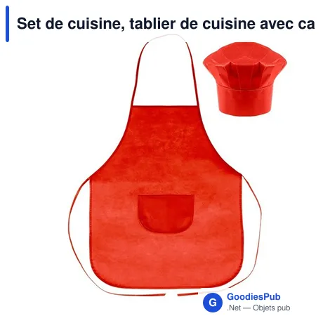 Set de cuisine, tablier de cuisine avec capuchon de cuisine, taille des enfants | Nedina