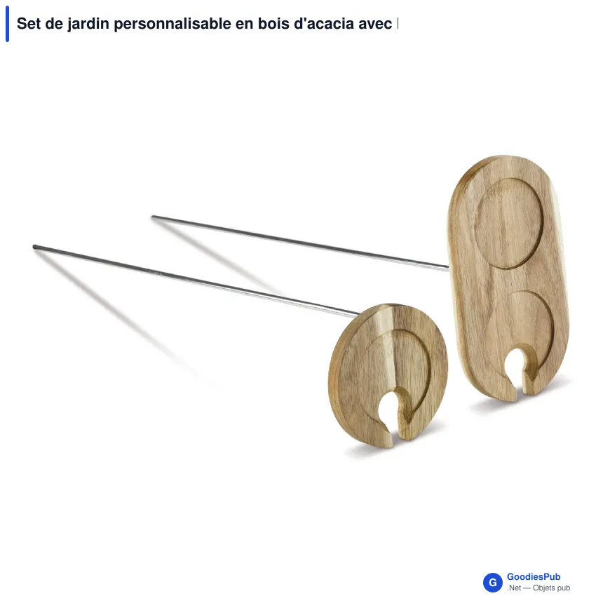 Set de jardin personnalisable en bois d'acacia avec logo - Bois - Image 2