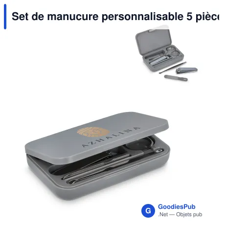 Set de manucure personnalisable 5 pièces gris avec logo - Kira
