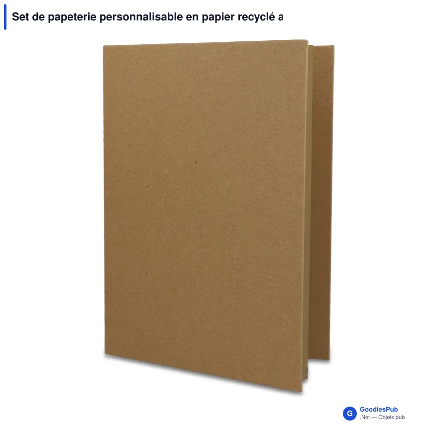 Set de papeterie personnalisable en papier recyclé avec logo - Trois volets - Image 2
