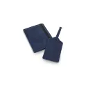 Variante Bleu - Set de voyage personnalisable en cuir PU avec logo - Saana