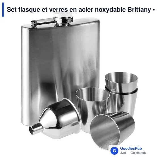 Set flasque et verres personnalisables avec logo - Brittany - Image 2
