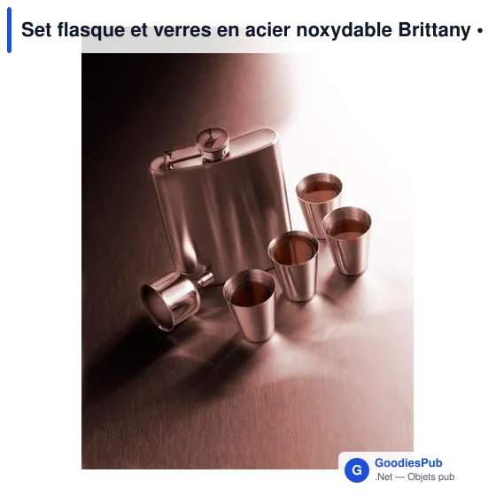 Set flasque et verres personnalisables avec logo - Brittany - Image 3