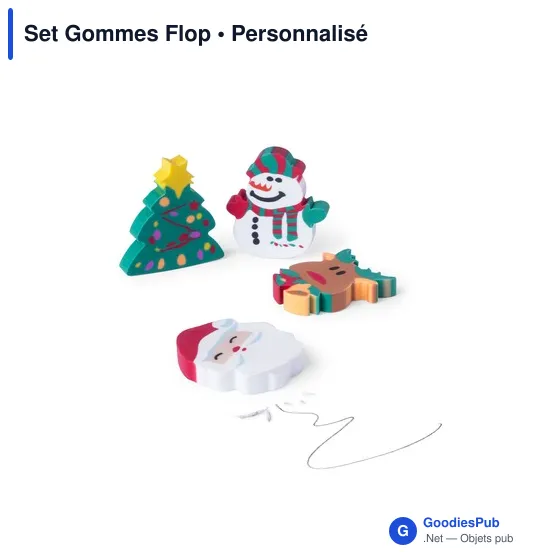 Set de gommes personnalisables avec logo - Flop - Image 1
