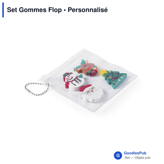 Set de gommes personnalisables avec logo - Flop - Image 2