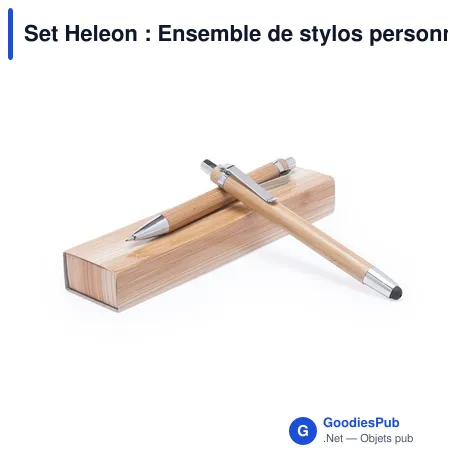 Set Heleon : Ensemble de stylos personnalisables avec logo