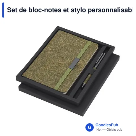 Set de bloc-notes et stylo personnalisable avec logo - Set Malcon