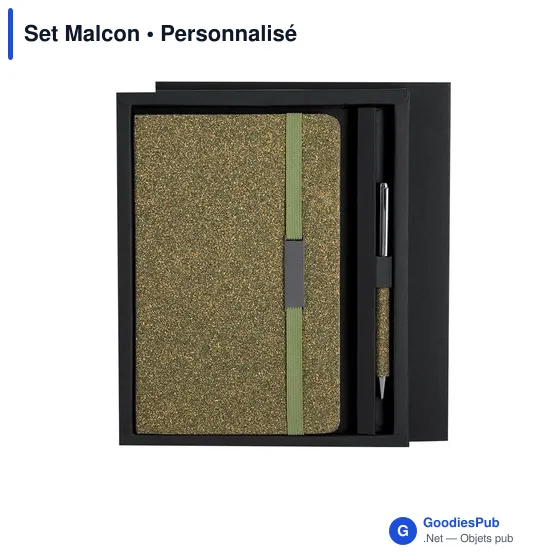Set de bloc-notes et stylo personnalisable avec logo - Set Malcon - Image 2