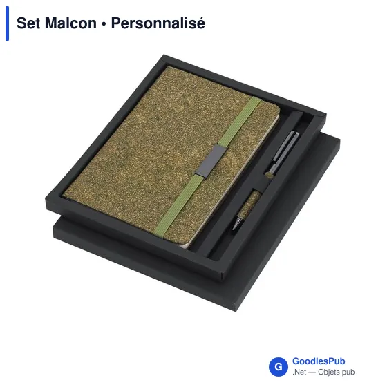 Set de bloc-notes et stylo personnalisable avec logo - Set Malcon - Image 3