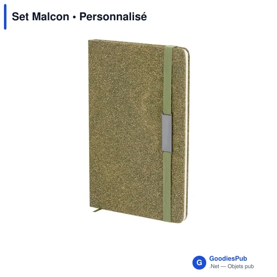 Set de bloc-notes et stylo personnalisable avec logo - Set Malcon - Image 4