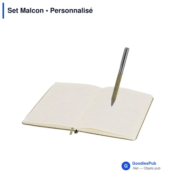 Set de bloc-notes et stylo personnalisable avec logo - Set Malcon - Image 5