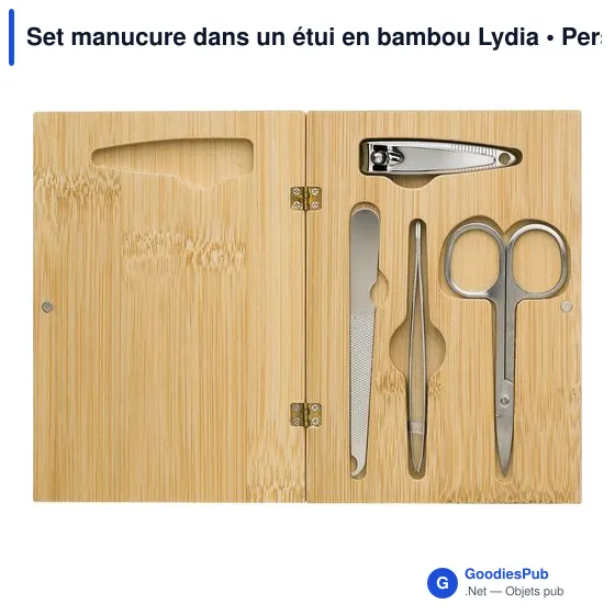 Set manucure personnalisable dans un étui en bambou Lydiaavec logo - Image 2