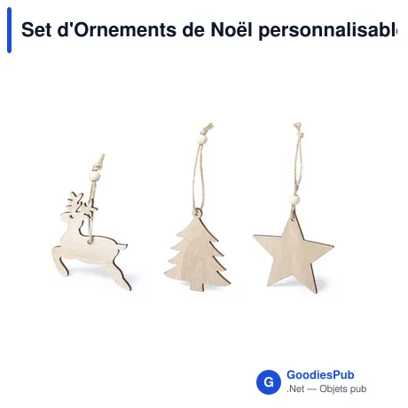 Set d'Ornements de Noël personnalisable Tilmex avec logo en bois
