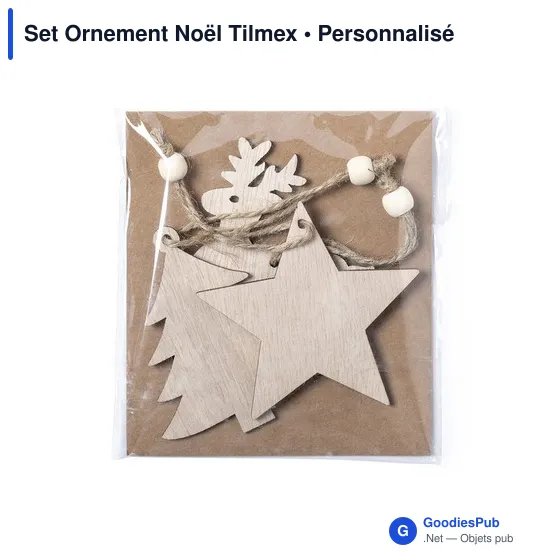 Set d'Ornements de Noël personnalisable Tilmex avec logo en bois - Image 2