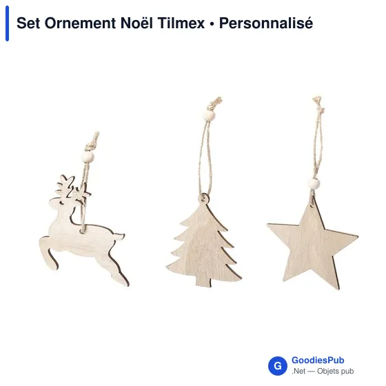 Set d'Ornements de Noël personnalisable Tilmex avec logo en bois - Image 4