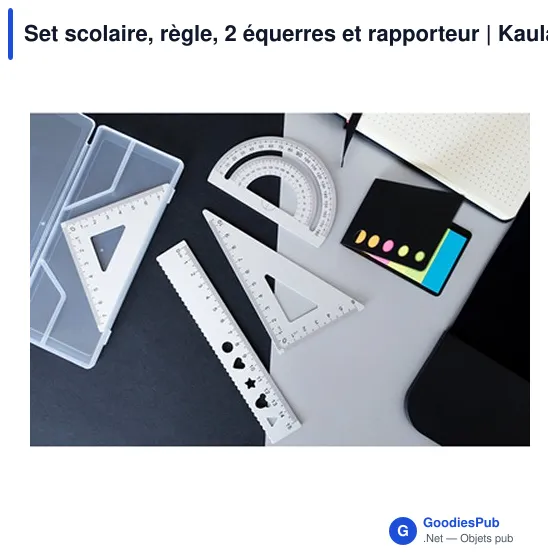 Set scolaire personnalisable avec logo - Règle, équerres et rapporteur | Kaulana - Image 2