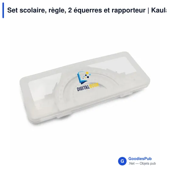 Set scolaire personnalisable avec logo - Règle, équerres et rapporteur | Kaulana - Image 4