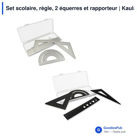 Set scolaire personnalisable avec logo - Règle, équerres et rapporteur | Kaulana - Image 6