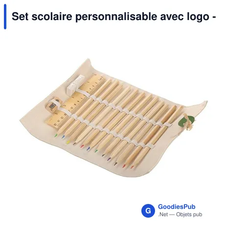 Set scolaire personnalisable avec logo - Trousse et fournitures | Kaleb