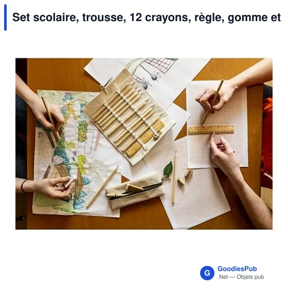 Set scolaire personnalisable avec logo - Trousse et fournitures | Kaleb - Image 3