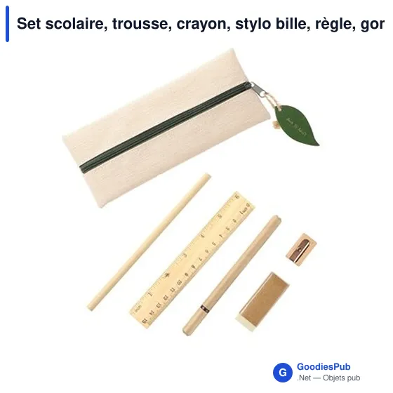 Set scolaire, trousse, crayon, stylo bille, règle, gomme et taille-crayon | Landon - Image 4