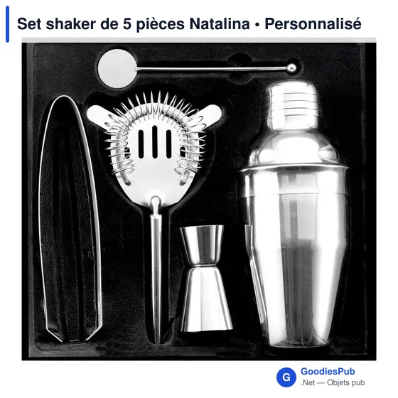 Set shaker de 5 pièces personnalisable avec logo - Natalina - Image 1