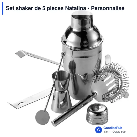 Set shaker de 5 pièces personnalisable avec logo - Natalina - Image 2