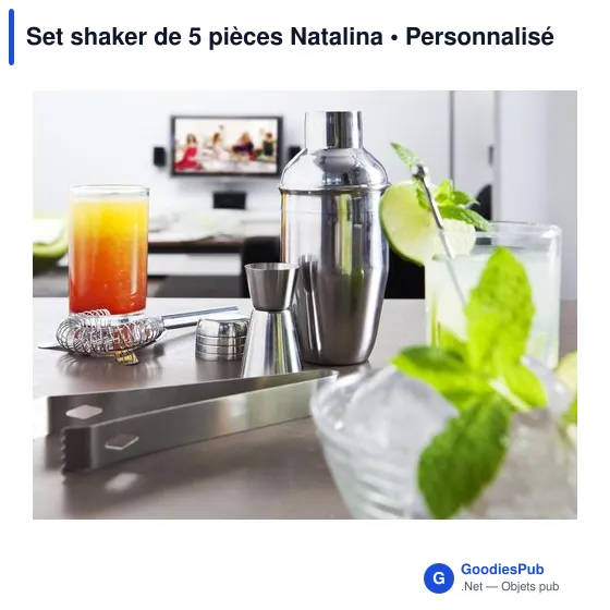 Set shaker de 5 pièces personnalisable avec logo - Natalina - Image 3