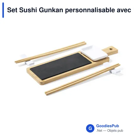 Set Sushi Gunkan personnalisable avec logo entreprise en bambou