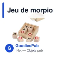 Jeu de morpion personnalisable en boîte en bois avec logo - Tic Tac Toe - Miniature 1