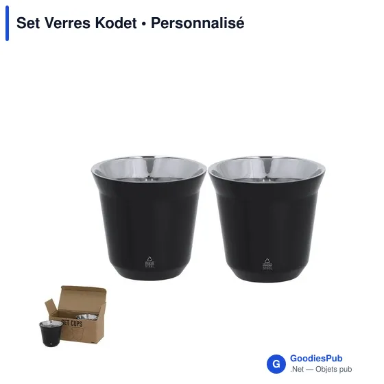 Set de verres personnalisables en acier inoxydable - Kodetavec logo - Image 2
