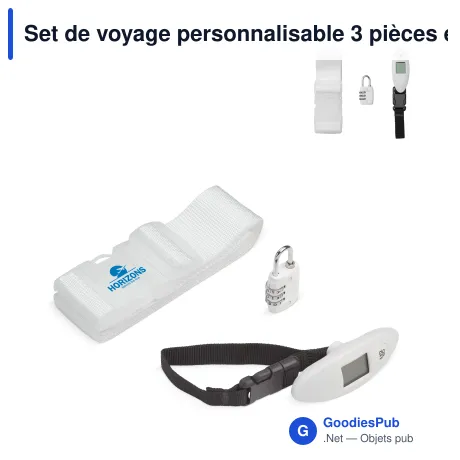 Set de voyage personnalisable 3 pièces en PP et ABS avec logo - Voyage