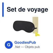 Set de voyage personnalisable avec masque de sommeil et bouchons d'oreillesavec logo - Miniature 1