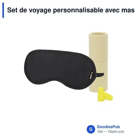 Set de voyage personnalisable avec masque de sommeil et bouchons d'oreillesavec logo