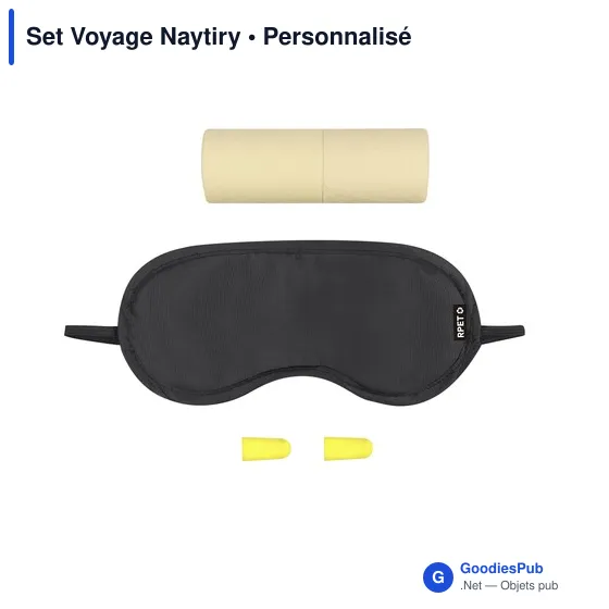 Set de voyage personnalisable avec masque de sommeil et bouchons d'oreillesavec logo - Image 2