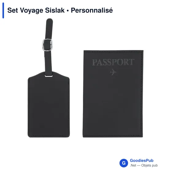 Set de voyage personnalisable Sislak avec logo - Étiquette et étui - Image 2
