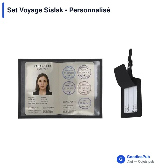Set de voyage personnalisable Sislak avec logo - Étiquette et étui - Image 4