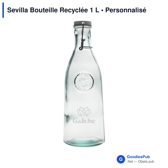 Bouteille décorative personnalisable Sevilla en verre recyclé - 1 Lavec logo - Image 1