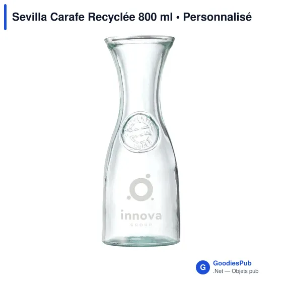 Carafe personnalisable en verre recyclé Sevilla - 800 mlavec logo - Image 1