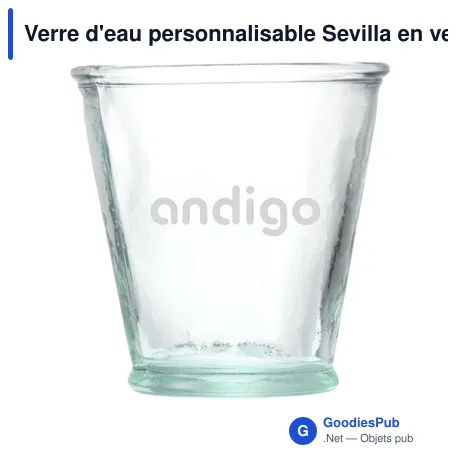 Verre d'eau personnalisable Sevilla en verre recyclé - 220 mlavec logo
