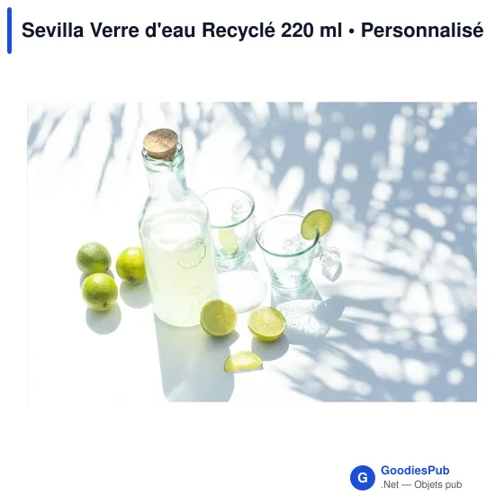 Verre d'eau personnalisable Sevilla en verre recyclé - 220 mlavec logo - Image 2