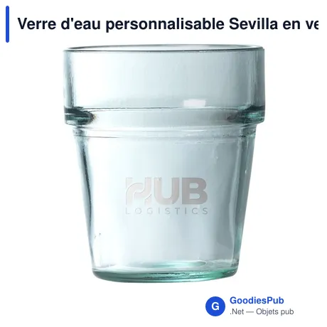 Verre d'eau personnalisable Sevilla en verre recyclé - 270 mlavec logo