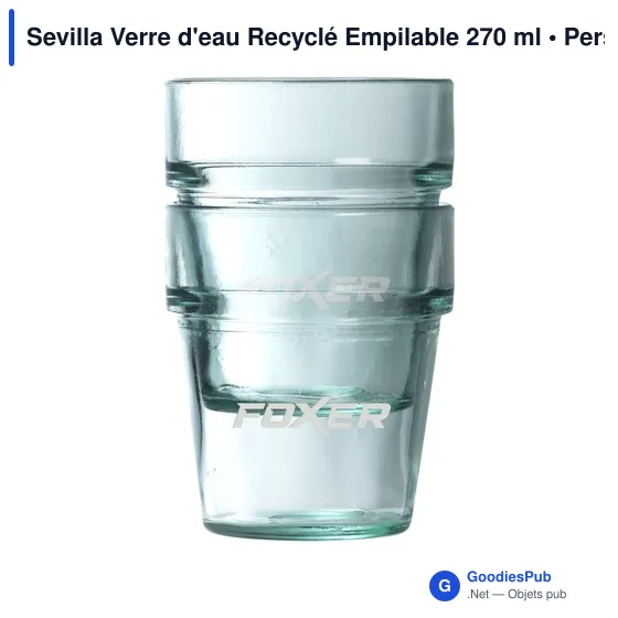 Verre d'eau personnalisable Sevilla en verre recyclé - 270 mlavec logo - Image 2